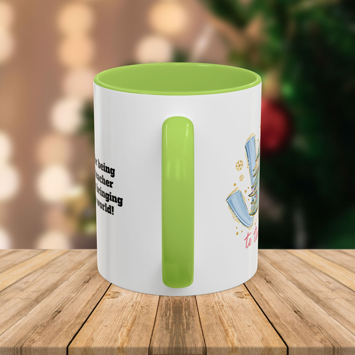 Custom Teacher Mug • Joy to the World Christmas Mug • Personalized Message on Back • Holiday Teacher Gift • 11oz or 15oz Coffee Cup
