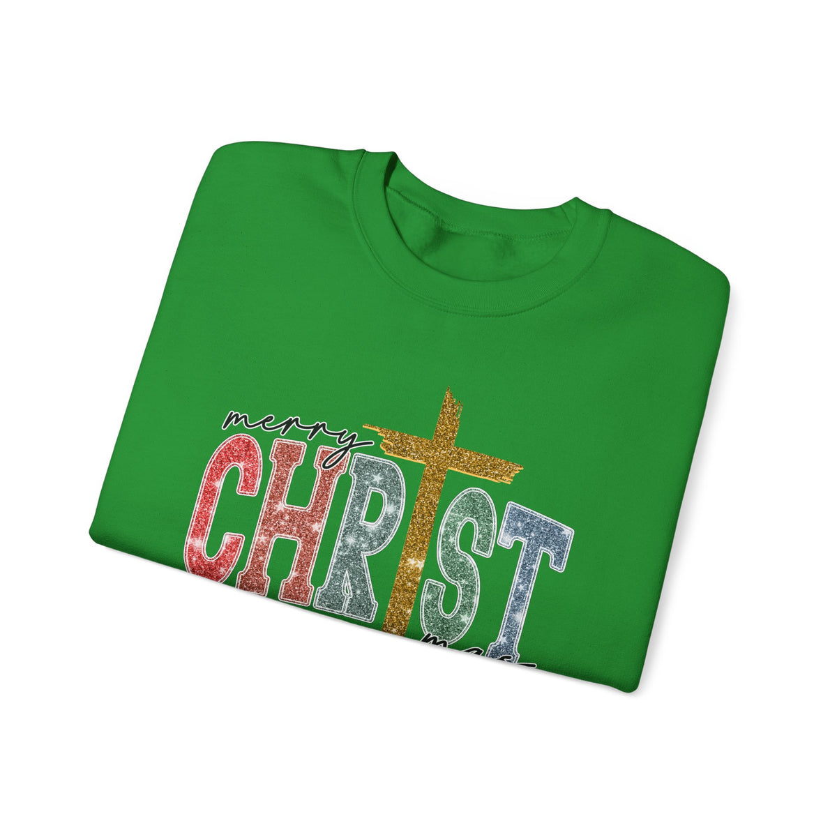Merry CHRISTmas Sweatshirt • Christian Christmas Crewneck • Faux Glitter Cross Pullover • Faith Holiday Sweater • Jesus Christmas Shirt • Winter Gift for Her