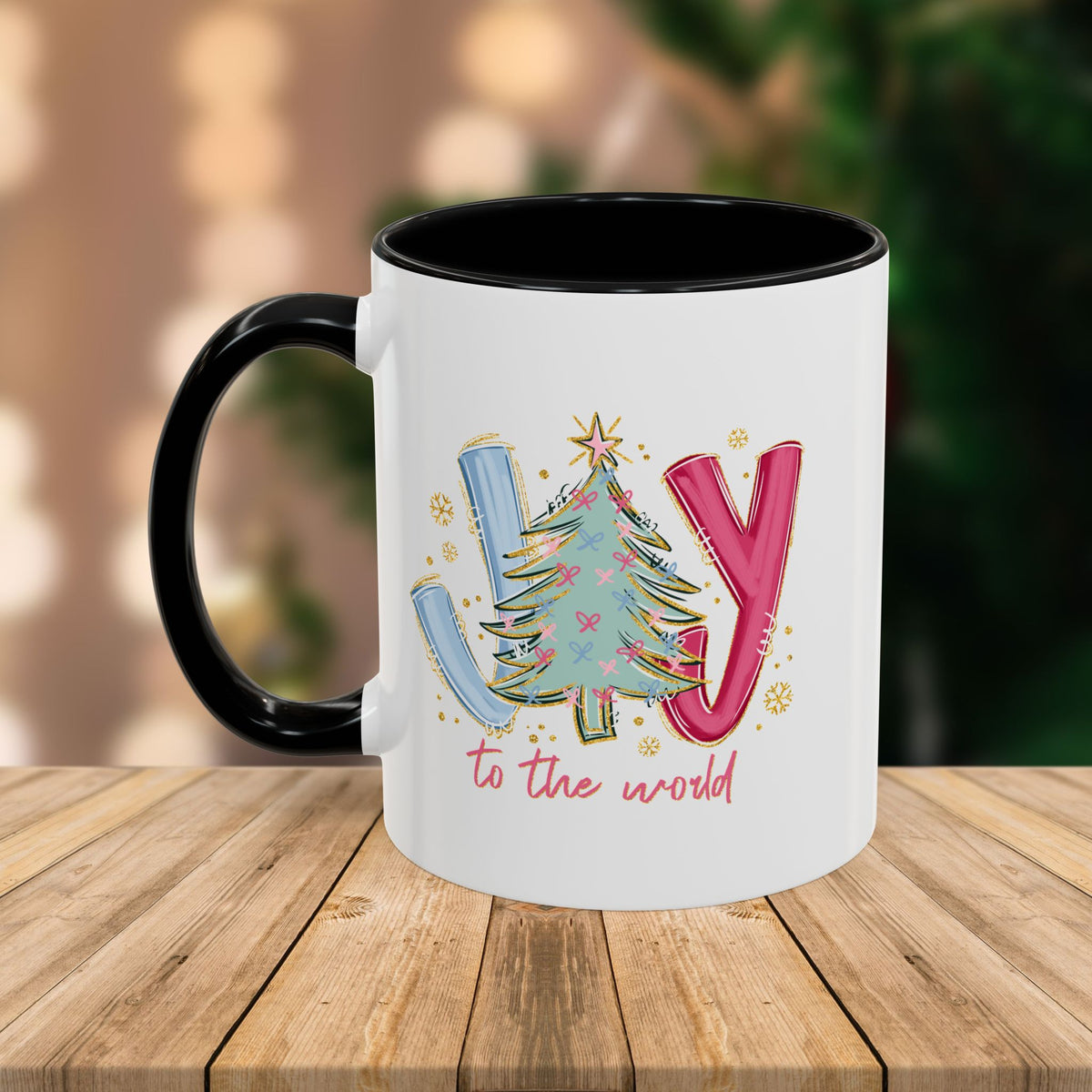 Custom Teacher Mug • Joy to the World Christmas Mug • Personalized Message on Back • Holiday Teacher Gift • 11oz or 15oz Coffee Cup
