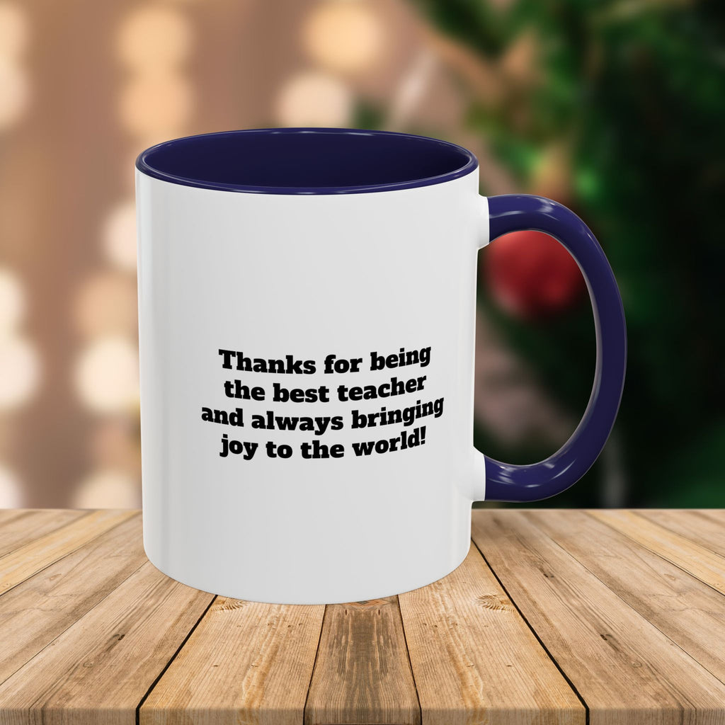 Custom Teacher Mug • Joy to the World Christmas Mug • Personalized Message on Back • Holiday Teacher Gift • 11oz or 15oz Coffee Cup