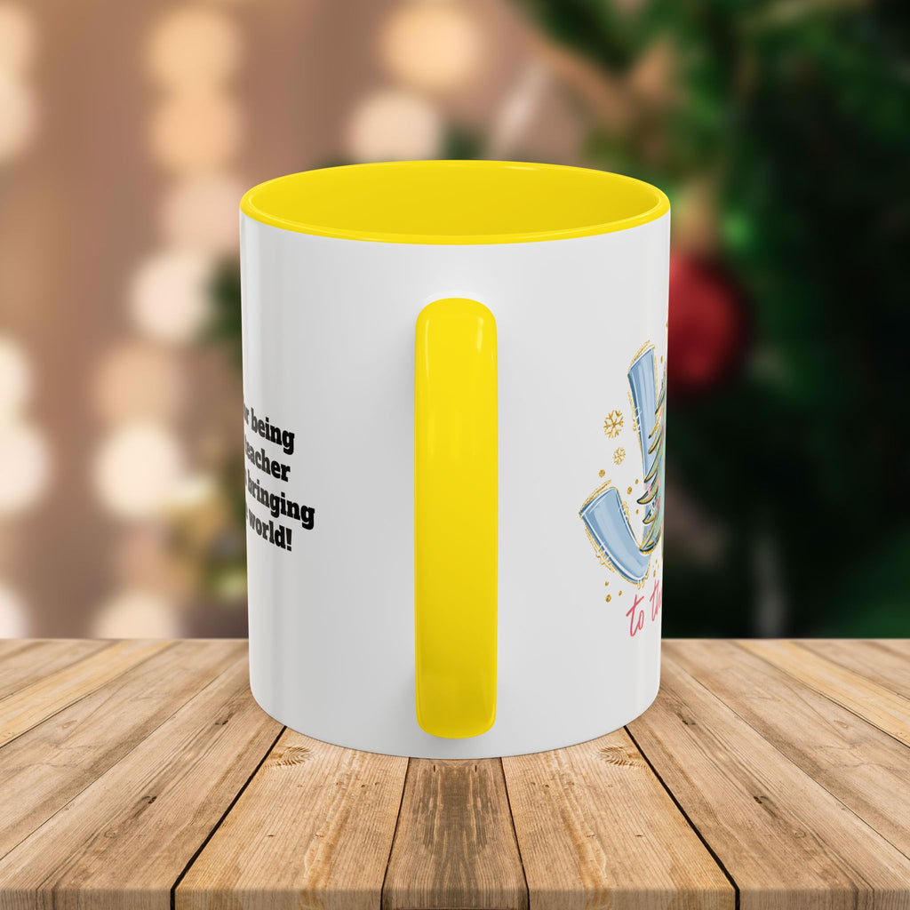 Custom Teacher Mug • Joy to the World Christmas Mug • Personalized Message on Back • Holiday Teacher Gift • 11oz or 15oz Coffee Cup