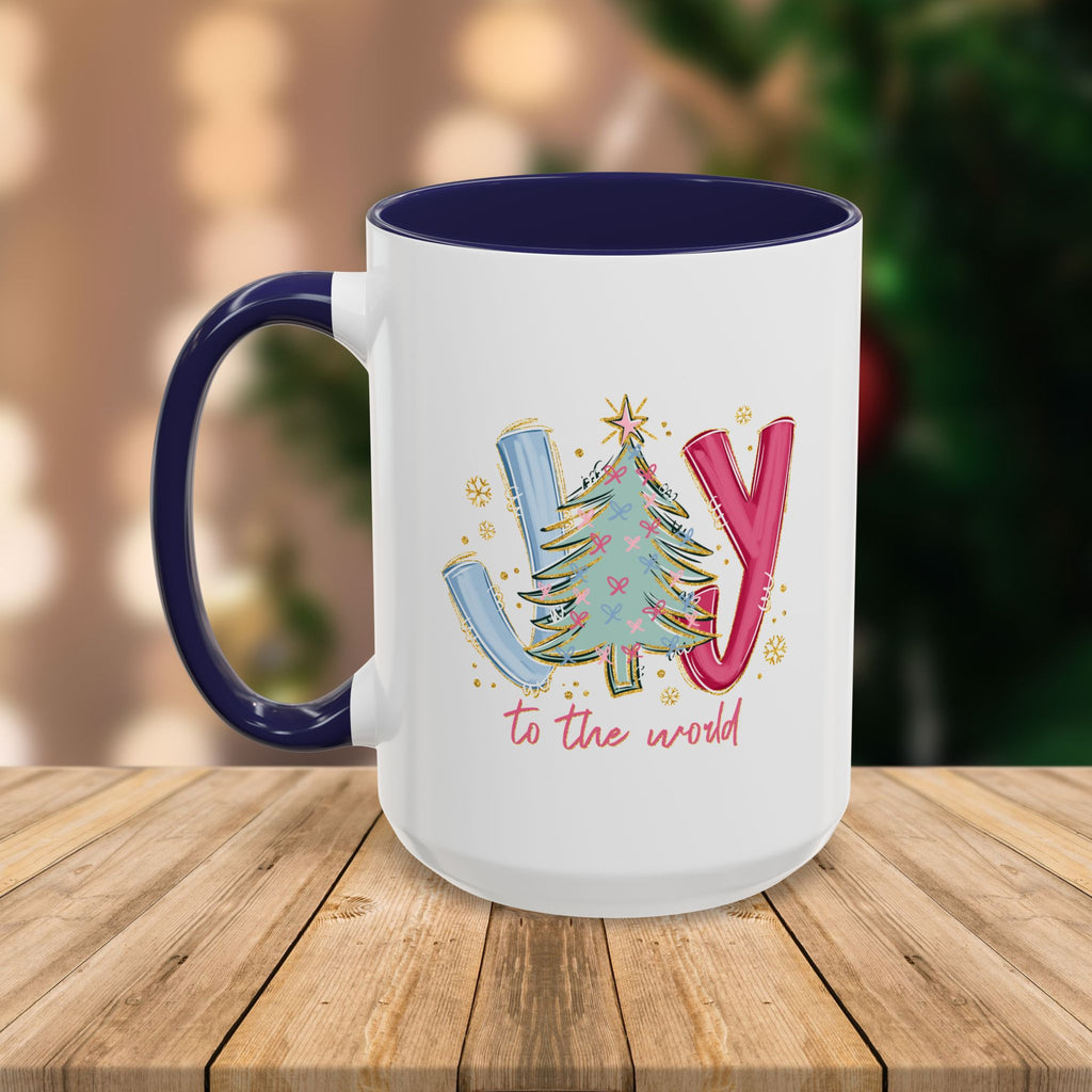 Custom Teacher Mug • Joy to the World Christmas Mug • Personalized Message on Back • Holiday Teacher Gift • 11oz or 15oz Coffee Cup