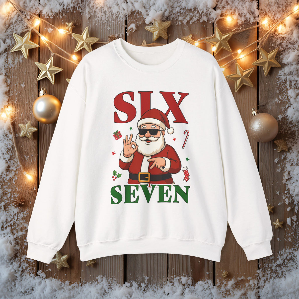 Funny Christmas Gildan Sweatshirt • Six Seven Santa Crewneck • Teacher & Kid Holiday Shirt • Classroom Christmas Sweater • Christmas Gift 6 7