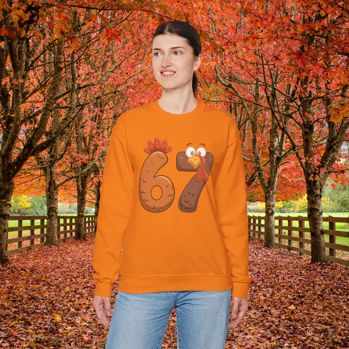 Funny 67 Turkey Thanksgiving Sweatshirt • Teacher Thanksgiving Shirt • Cute Fall Turkey Crewneck • Fall Classroom Shirt • Thanksgiving Outfit