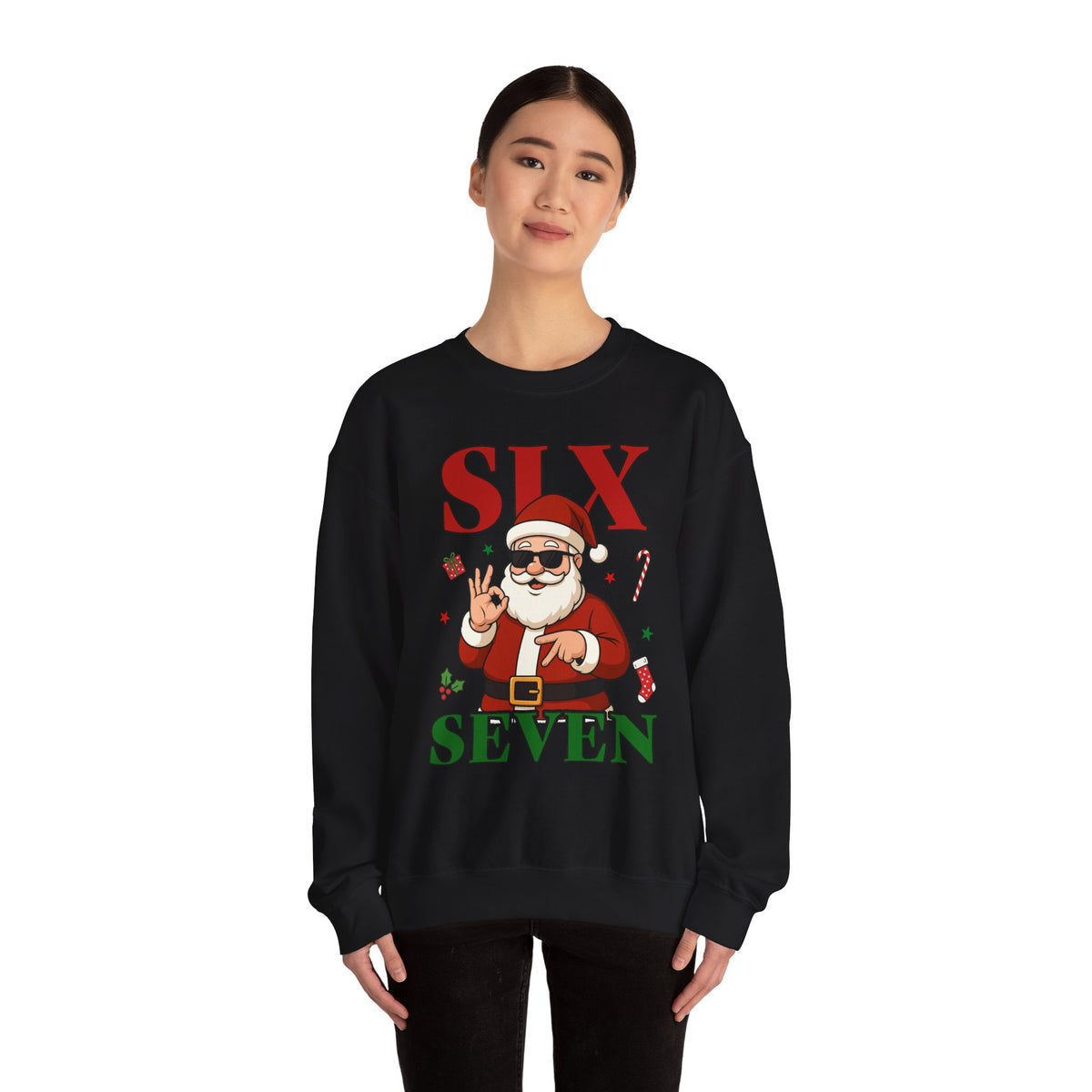 Funny Christmas Gildan Sweatshirt • Six Seven Santa Crewneck • Teacher & Kid Holiday Shirt • Classroom Christmas Sweater • Christmas Gift 6 7