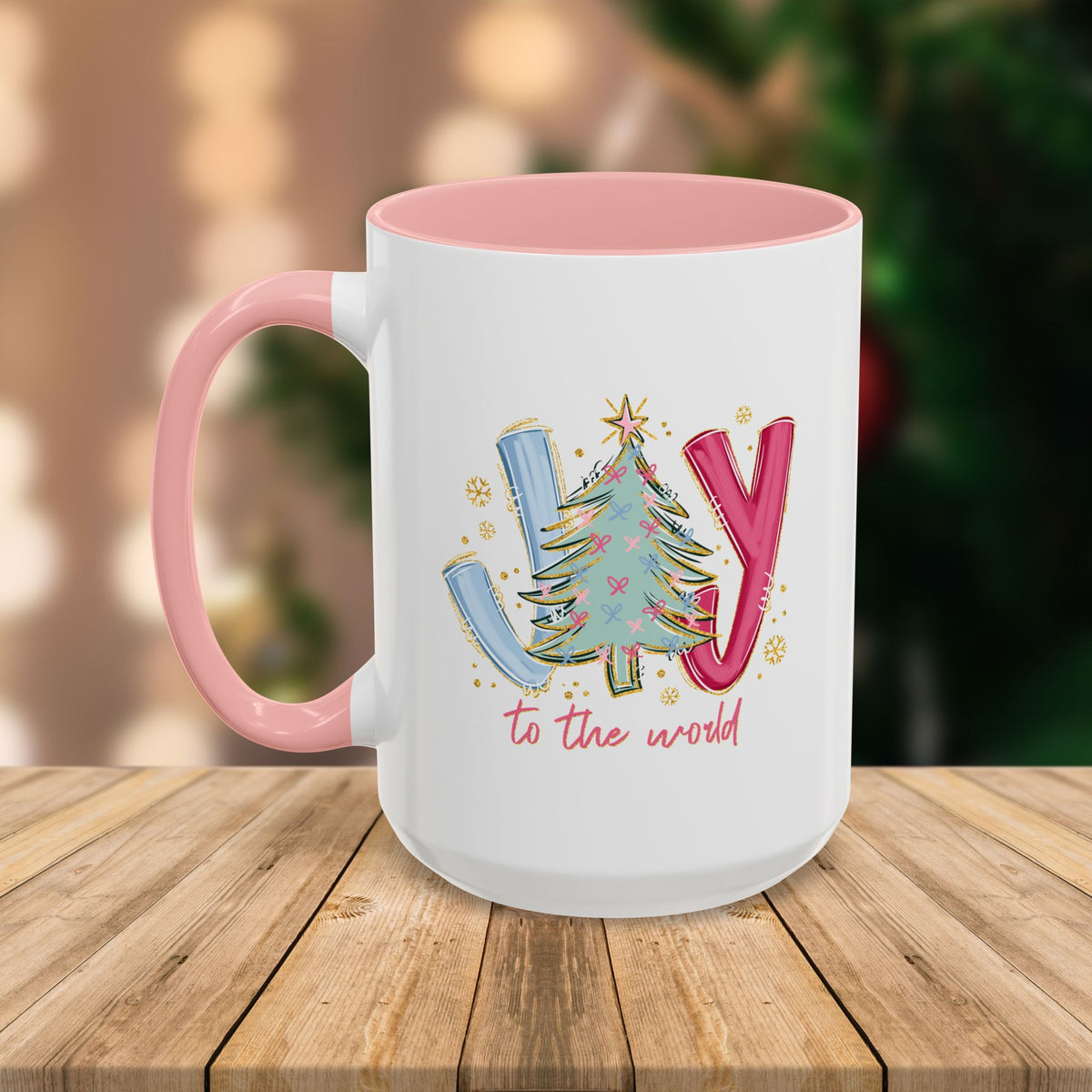 Custom Teacher Mug • Joy to the World Christmas Mug • Personalized Message on Back • Holiday Teacher Gift • 11oz or 15oz Coffee Cup
