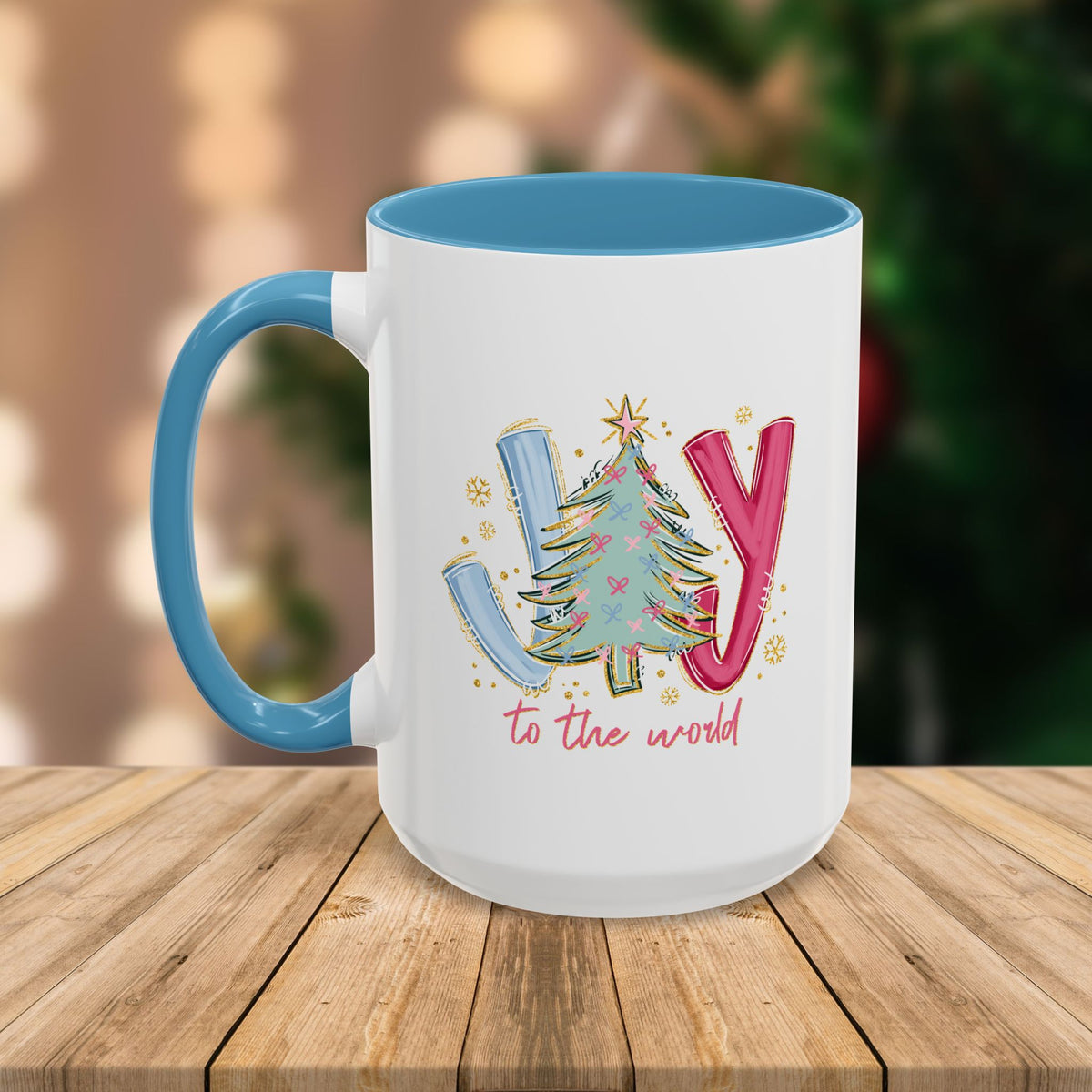 Custom Teacher Mug • Joy to the World Christmas Mug • Personalized Message on Back • Holiday Teacher Gift • 11oz or 15oz Coffee Cup