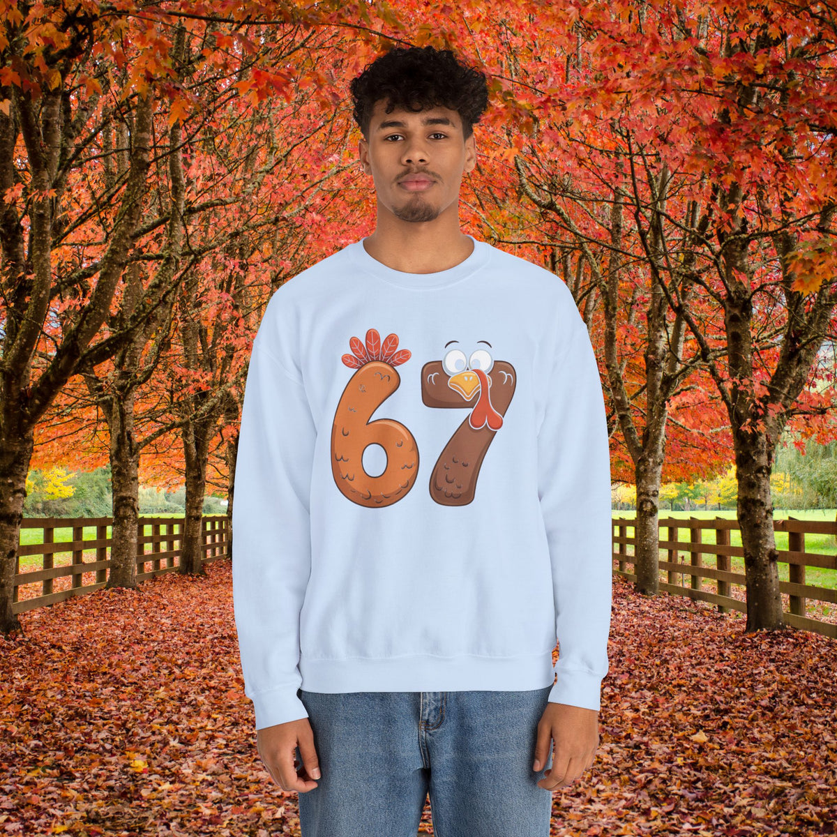 Funny 67 Turkey Thanksgiving Sweatshirt • Teacher Thanksgiving Shirt • Cute Fall Turkey Crewneck • Fall Classroom Shirt • Thanksgiving Outfit