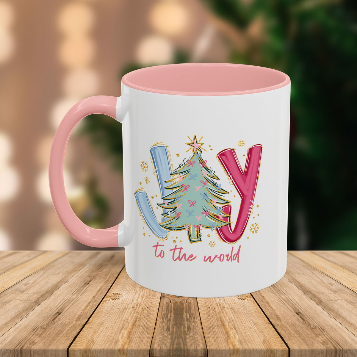 Custom Teacher Mug • Joy to the World Christmas Mug • Personalized Message on Back • Holiday Teacher Gift • 11oz or 15oz Coffee Cup