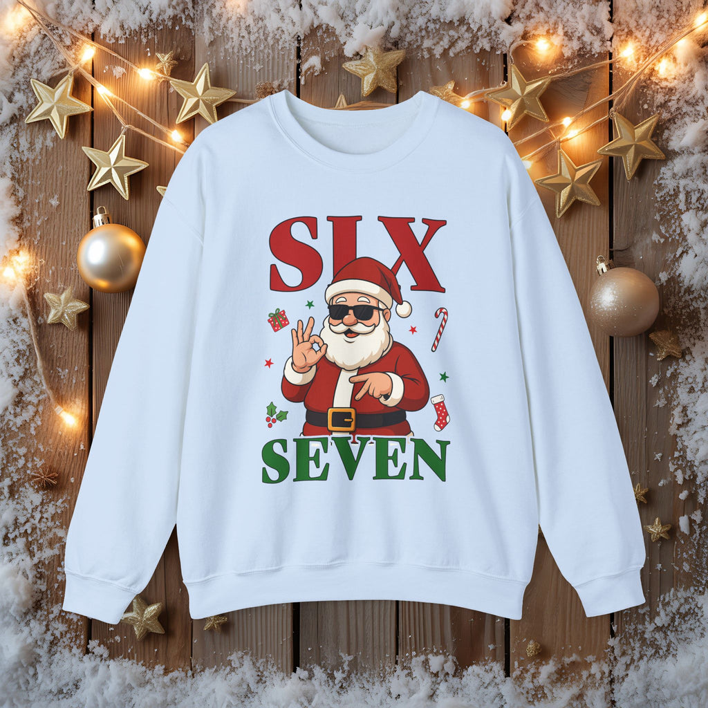 Funny Christmas Gildan Sweatshirt • Six Seven Santa Crewneck • Teacher & Kid Holiday Shirt • Classroom Christmas Sweater • Christmas Gift 6 7