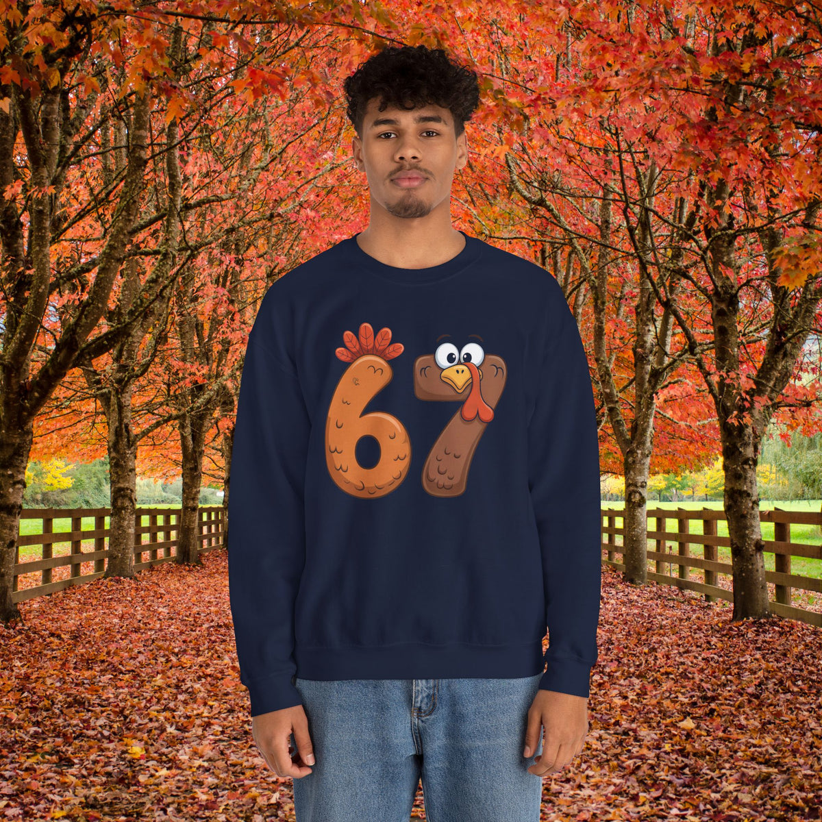 Funny 67 Turkey Thanksgiving Sweatshirt • Teacher Thanksgiving Shirt • Cute Fall Turkey Crewneck • Fall Classroom Shirt • Thanksgiving Outfit