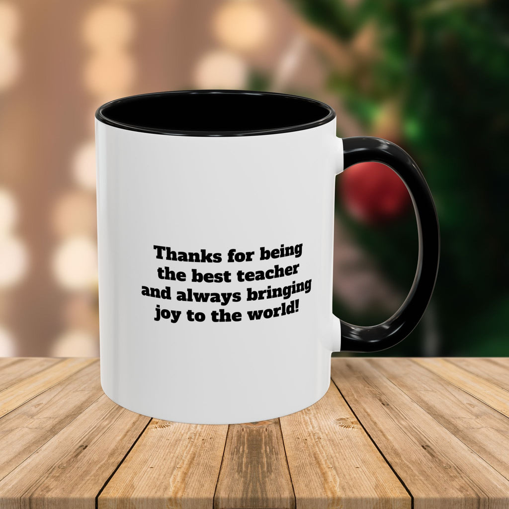 Custom Teacher Mug • Joy to the World Christmas Mug • Personalized Message on Back • Holiday Teacher Gift • 11oz or 15oz Coffee Cup