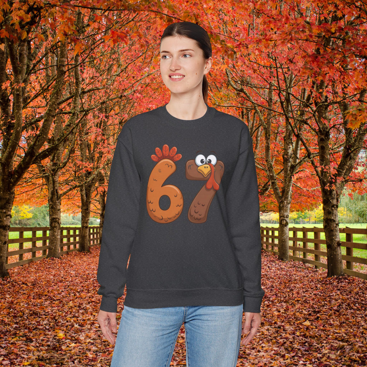 Funny 67 Turkey Thanksgiving Sweatshirt • Teacher Thanksgiving Shirt • Cute Fall Turkey Crewneck • Fall Classroom Shirt • Thanksgiving Outfit