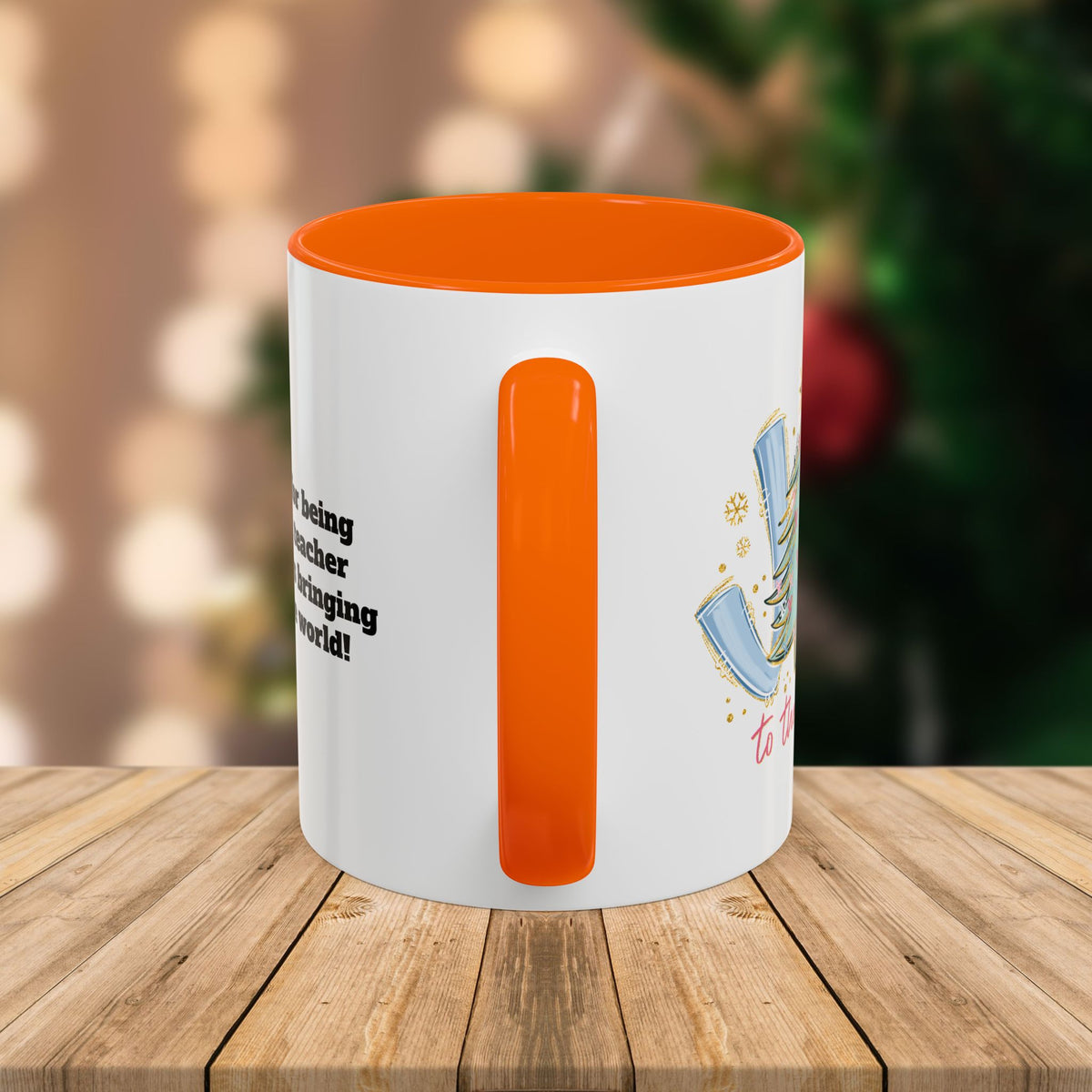 Custom Teacher Mug • Joy to the World Christmas Mug • Personalized Message on Back • Holiday Teacher Gift • 11oz or 15oz Coffee Cup