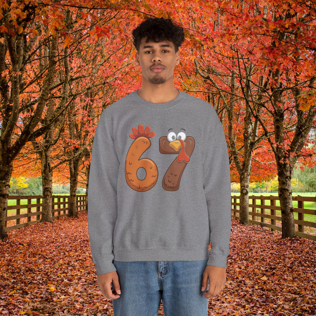 Funny 67 Turkey Thanksgiving Sweatshirt • Teacher Thanksgiving Shirt • Cute Fall Turkey Crewneck • Fall Classroom Shirt • Thanksgiving Outfit