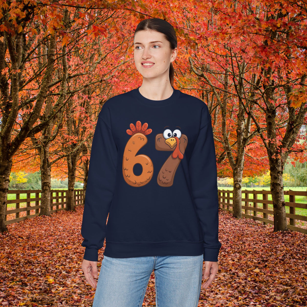 Funny 67 Turkey Thanksgiving Sweatshirt • Teacher Thanksgiving Shirt • Cute Fall Turkey Crewneck • Fall Classroom Shirt • Thanksgiving Outfit