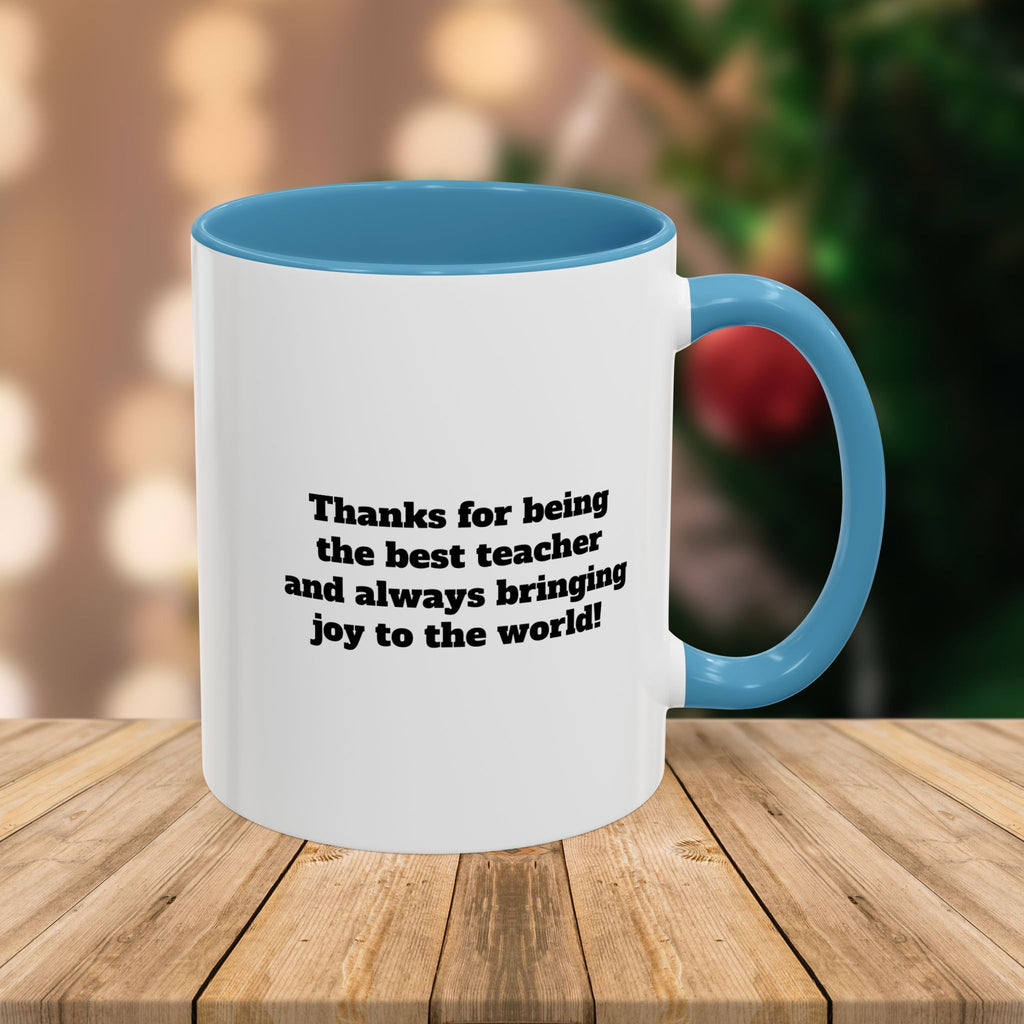 Custom Teacher Mug • Joy to the World Christmas Mug • Personalized Message on Back • Holiday Teacher Gift • 11oz or 15oz Coffee Cup