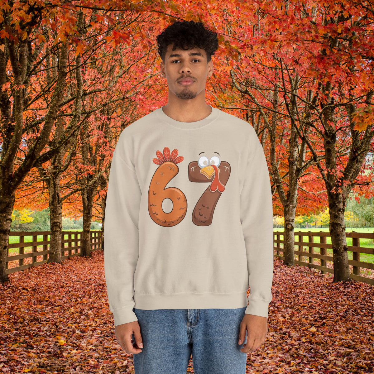 Funny 67 Turkey Thanksgiving Sweatshirt • Teacher Thanksgiving Shirt • Cute Fall Turkey Crewneck • Fall Classroom Shirt • Thanksgiving Outfit