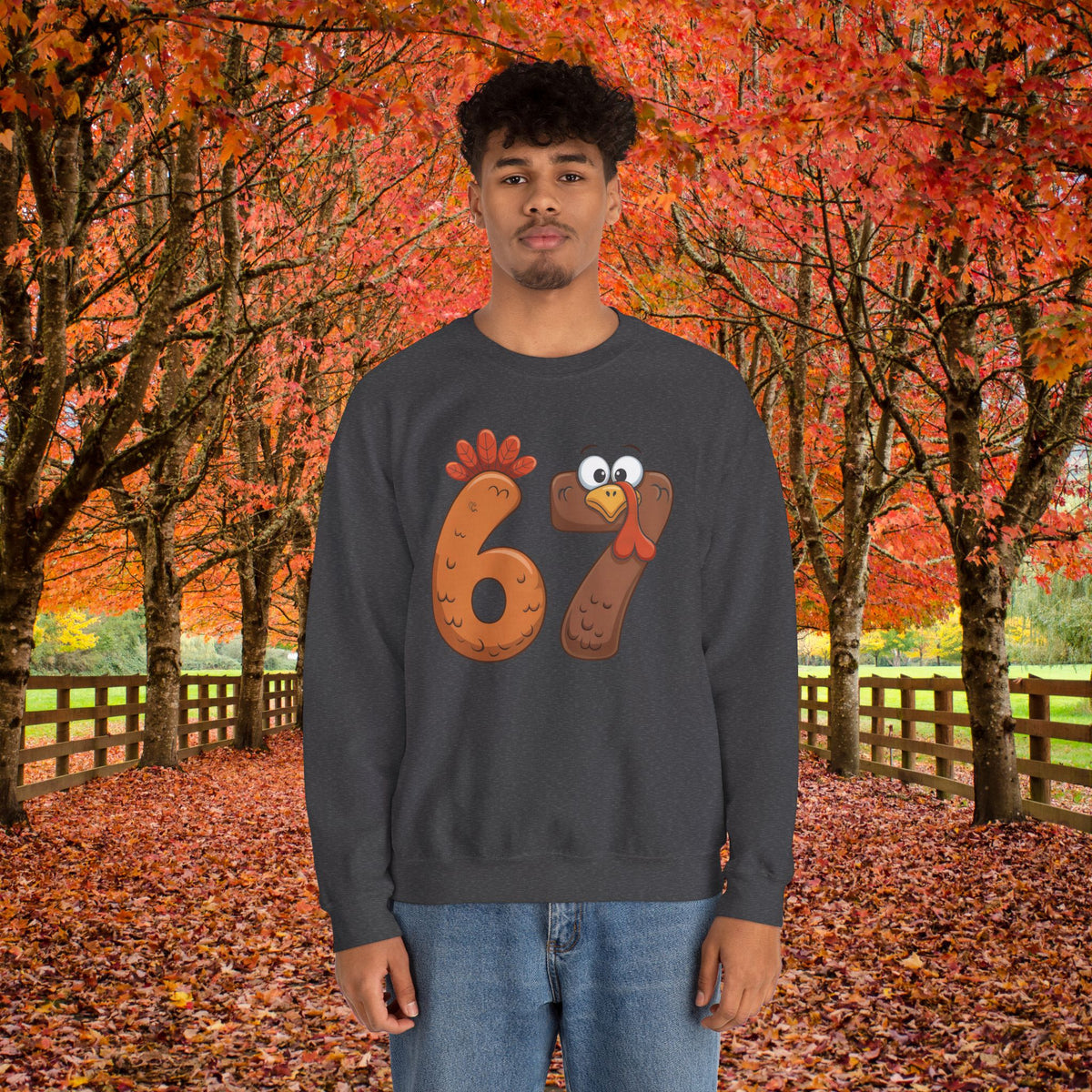 Funny 67 Turkey Thanksgiving Sweatshirt • Teacher Thanksgiving Shirt • Cute Fall Turkey Crewneck • Fall Classroom Shirt • Thanksgiving Outfit