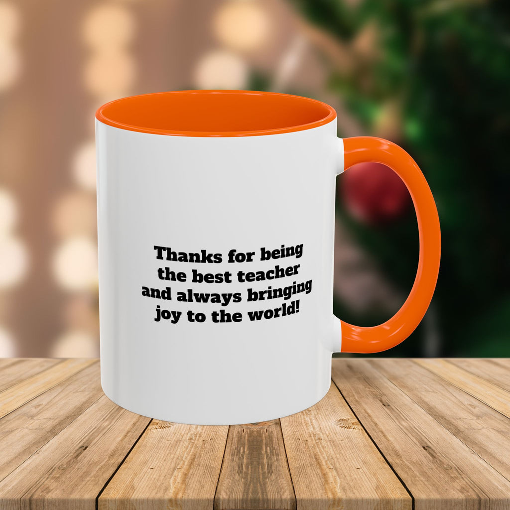 Custom Teacher Mug • Joy to the World Christmas Mug • Personalized Message on Back • Holiday Teacher Gift • 11oz or 15oz Coffee Cup
