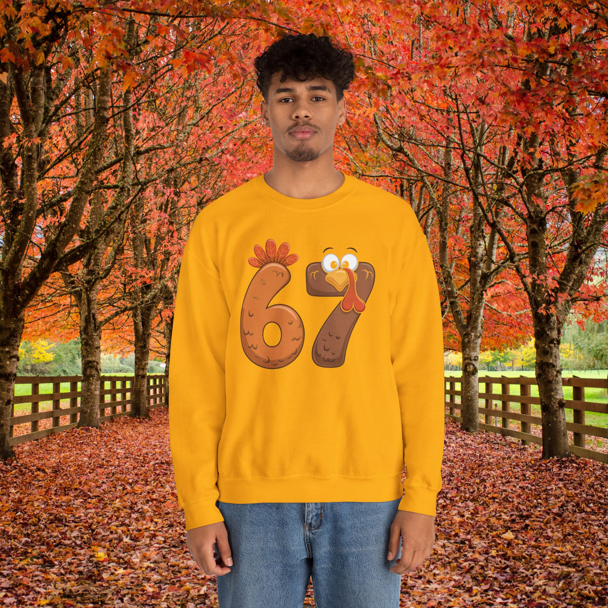 Funny 67 Turkey Thanksgiving Sweatshirt • Teacher Thanksgiving Shirt • Cute Fall Turkey Crewneck • Fall Classroom Shirt • Thanksgiving Outfit