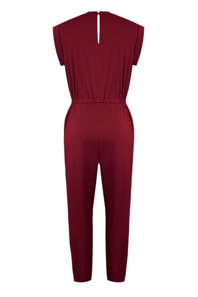 Drawstring Round Neck Sleeveless Jumpsuit